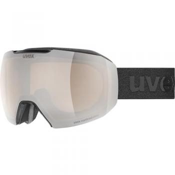 Uvex Epic Attract - Máscara de esquí con lente fotocromática gris, intercambiable, para hombres, mujeres y jóvenes, color negro y plateado
