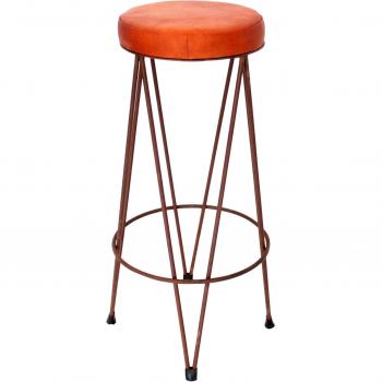 Decoración Vintage Pigalle - Taburete alto, estructura de hierro, tapa de símil piel, 42 x 42 x 78 cm, color oxido