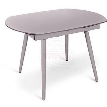 Mesa extensible de vidrio templado gris 120/180x90 cm con base de metal