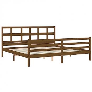 Estructura de cama y cabecero de madera maciza marrón miel 200x200 cm