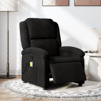 Sillón de masaje reclinable eléctrico tela en colores gris claro, gris oscuro y negro - Sillón cómodo para dormitorio, silla relax y sofá