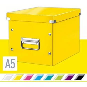 Leitz Caja de Almacenaje Mediana en Forma de Cubo, Amarillo, Gama Click & Store, 61090016