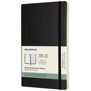 Moleskine 2019-20 Weekly - Agenda Cuaderno Semanal de 18 Meses 2019/2020, Negro, Tamaño Grande 13 x 21 cm, 208 Páginas