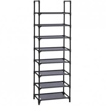SONGMICS Estante Zapatero, Estante para Zapatos de 8 Niveles, Estructura Metal, para 16-20 Pares, para Entrada, Dormitorio, Sala de Estar, 46 x 28 x 145 cm, Gris LSR024G02
