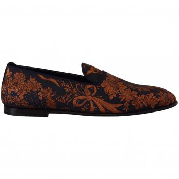 Dolce & Gabbana Blue Rust Floral Slippers Loafers Shoes - EU44/US11