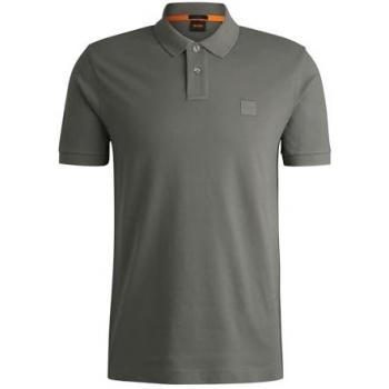 Boss Orange Men's Slim-Fit Stretch-Cotton Polo Shirt with Logo Patch - Open Grey - XL