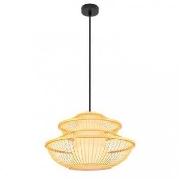 Lámpara de techo colgante regulable Denzo en bambú negro/natural E27 50d IP20