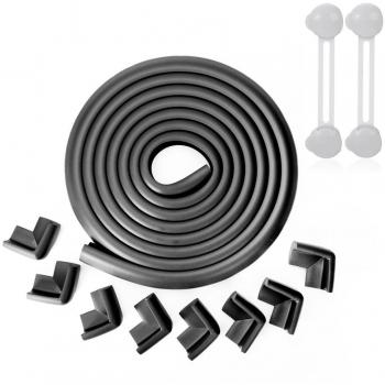 InnoBeta® Protecciones para bordes y esquinas. Extra largos. Cinta extra. Más densos para absorber los impactos. 4,6m de tira protectora alcolchada para bordes + 8 protectores alcolchados para esquinas + 9m de cinta adhesiva + 2 candados para armarios y