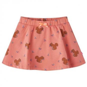 Falda Infantil Rosa Palo con Estampado de Ardillas, Cinturilla Elástica, Talla 140