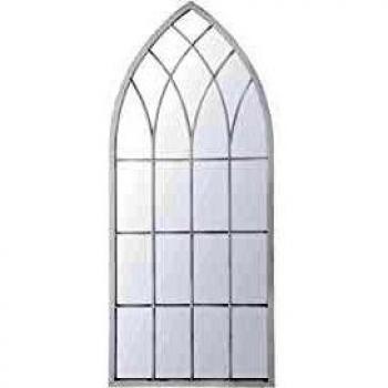 Espejo de pared vintage en forma de ventana 50 x 115 cm con marco de metal blanquecino efecto envejecido Cassel