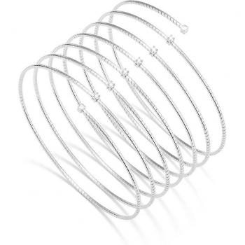 Pulsera Tuscany de plata para mujer, 7 vueltas, con 6 cz, fabricada en plata y titanio blanco