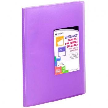 Carpeta de Fundas Polipropileno Carchivo A4 con 30 Fundas Soldadas Tapa Flexible Color Violeta