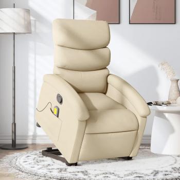 Silla de masaje reclinable de pie de tela en color gris claro, gris oscuro, negro y crema - Sillón cómodo para dormitorio, silla relax, sillón sofá y sillón de ocio