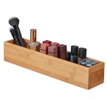 Set de 8 Cajas de Almacenaje en Bambú, Organizadores Largos y Estrechos para Baño, Cocina y Escritorio, 7x38x8 cm, Color Natural