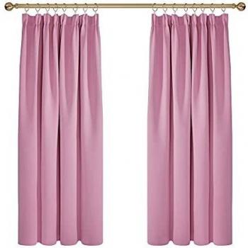 Deconovo Cortinas Fruncidas Termicas Aislantes Frio y Calor para Dormitorio Matrimonio Salón Hotel Casa Exterior con Bolsillos 1 Par 168 x 138 cm Rosa