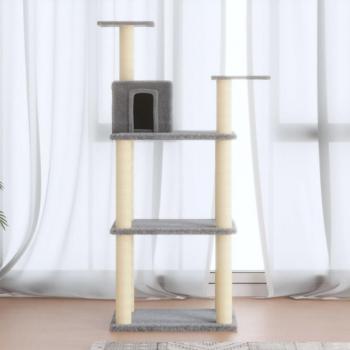 Rascador para gatos con postes de sisal 119 cm gris claro