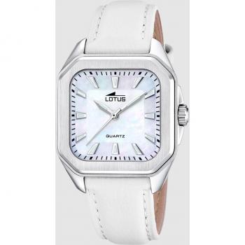 Reloj Lotus 18968/2 Beige Mujer, Reloj de mujer Square Series de piel color blanco, Acero Inoxidable