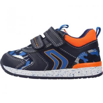 Zapatos de deporte para niño Geox B Rishon Boy B azul, con diseño moderno, material transpirable, suela antideslizante y cierre de velcro