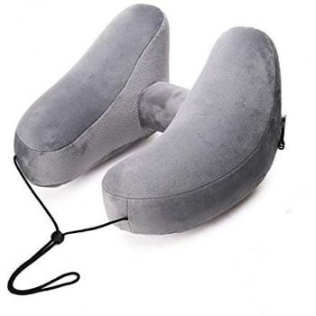 S.R HOME Almohada de Viaje de Lujo/Almohada de Cuello. Lavable Extraíble. Ergonómico. Tapones para los Oídos gratuitos, Máscara para los Ojos y Bolsa de Transporte.
