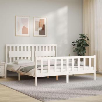 Cabecero de cama Super King Size de madera maciza blanca