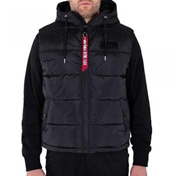 Alpha Industries Men's Hooded Black Puffer Vest FD XL