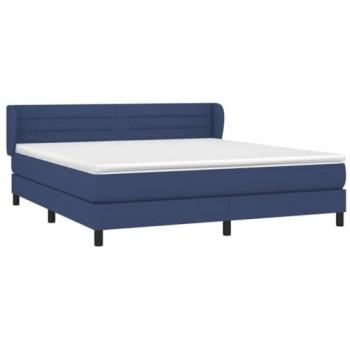 Cama Box Spring con Colchón Tapizado de Tela Azul 160x200 cm