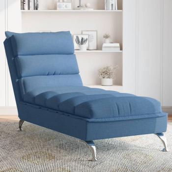 Chaise Longue Sofá Diván con Cojines Azules en Tela