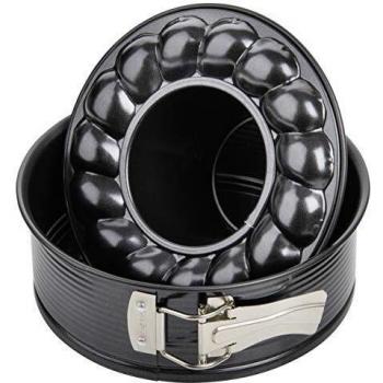 Zenker Molde Repostería para roscos y bizcochos, Desmontable 18cm Redondo Dos Bases en Acero con Revestimiento Antiadherente Teflon, MAX. 230ºC, 18x7cm, Color Negro, 1ud