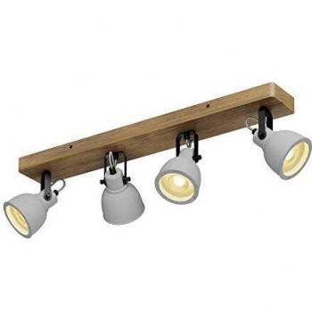Lámpara de techo Mitis de Lindby, industrial, madera de pino y concreto, 4 focos regulables