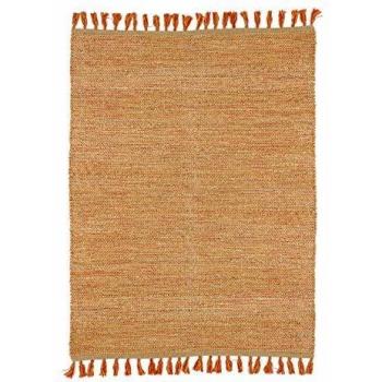 Alfombra natural de yute y algodón - neo-étnica - roja - 160 x 230 cm