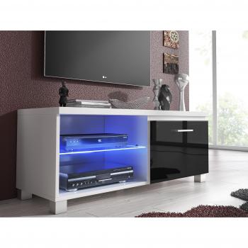 Mueble TV LED Skraut Home Bi-Tono blanco mate y frontales lacados, medidas 100cm / 150cm, soporte para televisor de salón o sala de estar