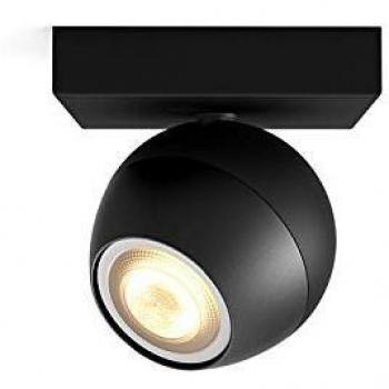 Foco LED Philips Hue Buckram Blanco Ambiente 5W, 2200-6500K, IP20, Negro con Control Remoto