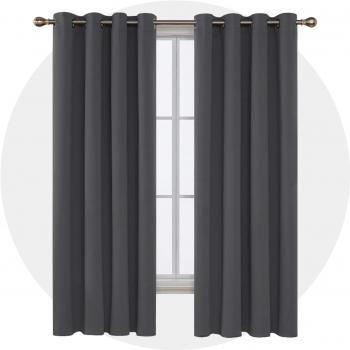 Deconovo Opaca Cortina Térmica Aislante y Ruido Reducción con Ojales 2 Piezas 117 x 183 cm Gris Oscuro