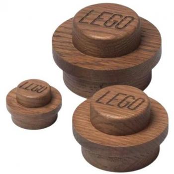 LEGO® Set of 3 Wooden Wall Hangers Dark Oak - Characteristics: Made from dark stained wood, includes three hangers, designed for wall mounting, suitable for organizing and displaying items