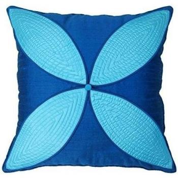 S4Sassy Decoración Artesanal Azul Cubierta del Amortiguador de la Cubierta Funda de Almohada Decorativa de Banda de 24 x 24