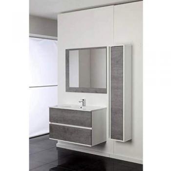 Mueble de baño suspendido Fabula Line con dos cajones en color cemento blanco 90x47xh57cm