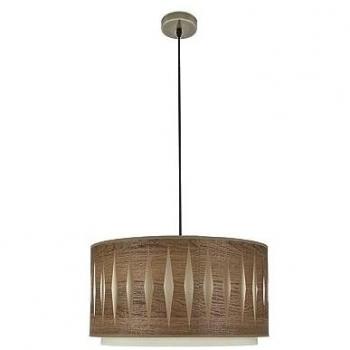 Colgante de Iluminación Alexandra 1xe27 Cuero/Madera Oscura Regx40x40 cm - Elegante y Moderno - Iluminación Cálida