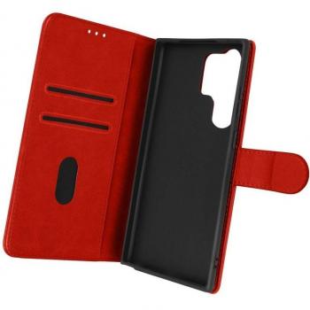 Funda Samsung Galaxy S23 Ultra con Tarjetero y Soporte de Vídeo en Color Rojo