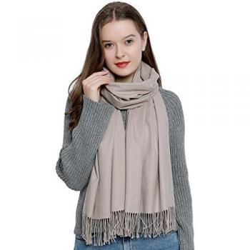 Bufanda de invierno grande para mujer 185 x 65 cm liso suave y cálido - beige