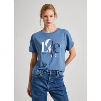 Camiseta Jax azul Pepe Jeans para mujer con estampado bicolor
