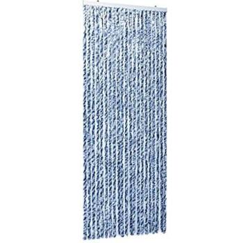 SengentoStyle Vliegengordijn 90x220 cm chenille blauw, wit en zilver