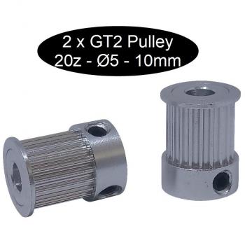 2 x GT2 con 10 mm de ancho 16 bzw 20 dientes Polea Pulley según Elección ancho, GT2 20Z Ø5mm, 1