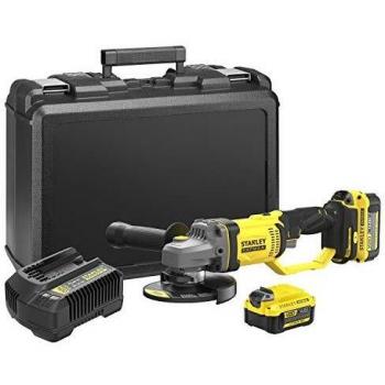 STANLEY Fatmax SFMCG400M2K QW, Mini amoladora V20 li-ion 18V 125mm con 2 baterías 4AH, cargador y maletín