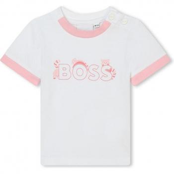 Camiseta de bebé niña BOSS Kidswear de manga corta con logo frontal, modelo J50818