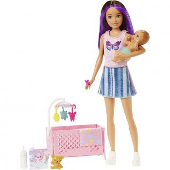 Barbie Skipper Niñera Inc. Muñeca Bebé Dormilón con Cuna y Accesorios