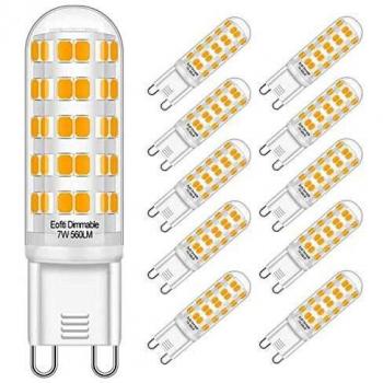 Bombilla LED G9 Regulable 7W Equivalentes a Halógeno de 50W, Eofiti Lampara G9 LED Blanco Cálido 2700K 560lm, Ángulo de Luz de 360, 230V Alto CRI, Casquillo G9 Bombillas de Bajo Consumo - 10 unidades