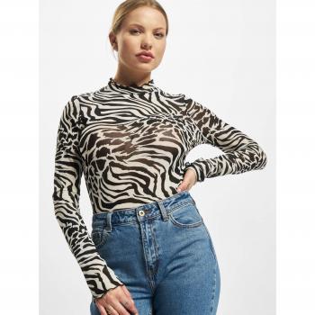 Urban Classics Women's AOP Mesh Long Sleeve Turtleneck - White/Black