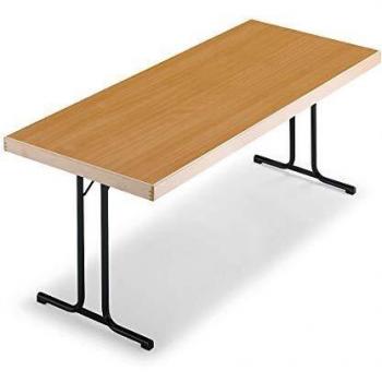 Mesa Plegable con Estructura de Doble T, 1500 x 800 mm, Color Antracita y Decoración de Haya