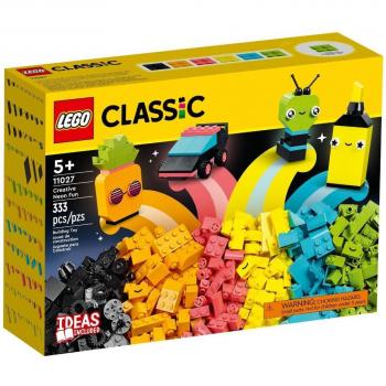 LEGO Classic 11027 Creative Fun Neon Building Set with 333 Pieces in Vibrant Colors, Including Pineapple, Roller Skates, Alien, Highlighter and Car Mini Models for Children Ages 5 and Up