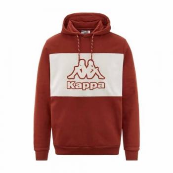 Sudadera Kappa Ferti con Capucha para Hombre, Rojo Creta y Blanco Milk, Talla S